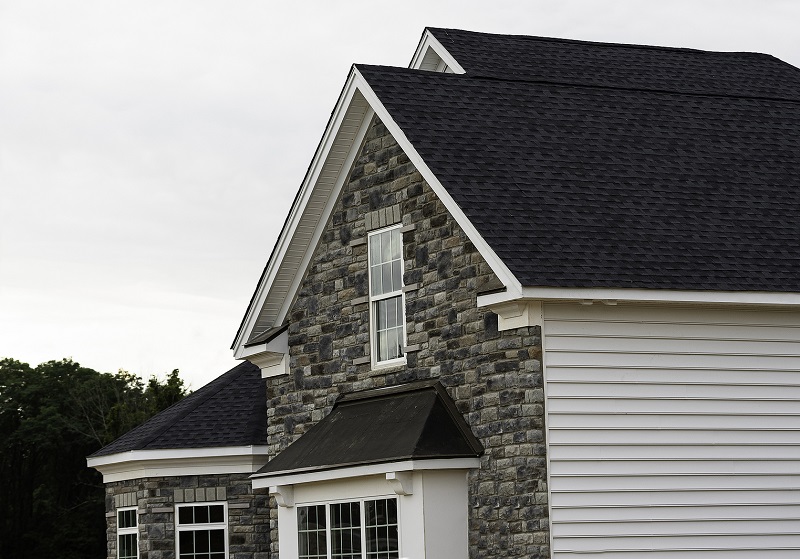 Dark shingle roof color on a two-story home exterior