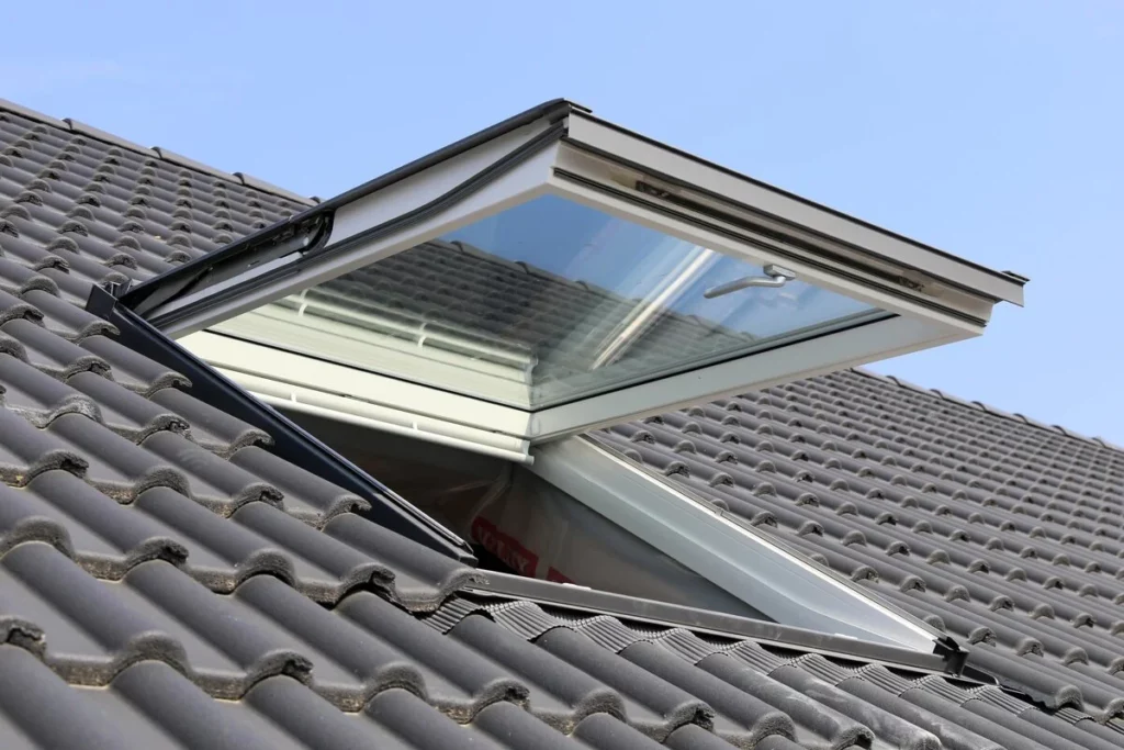 Roof with an open skylight in Lakeland, Florida