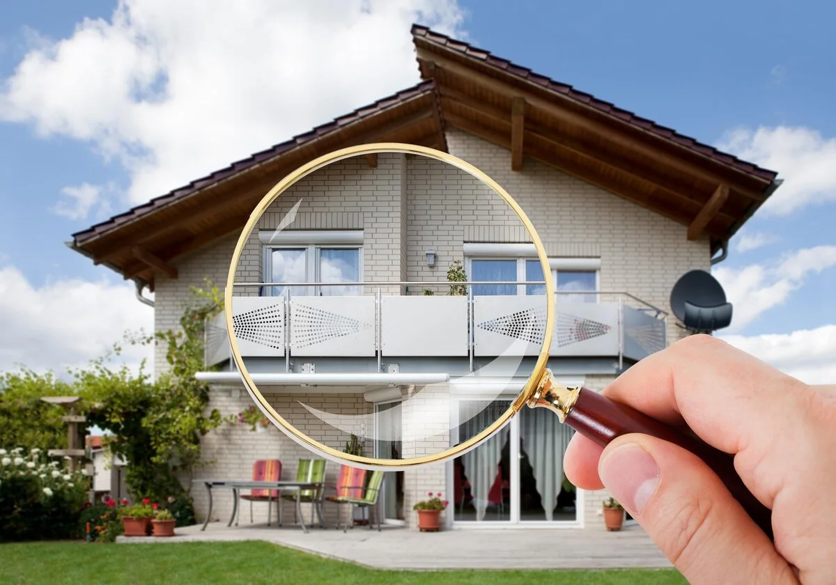 A magnifying glass on a roof as an example of inspecting the age of the roof
