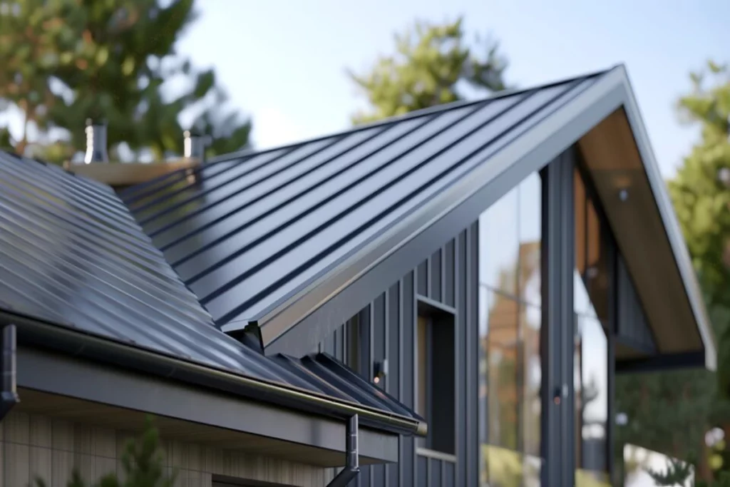 Modern Grey Metal Roof of Contemporary Home