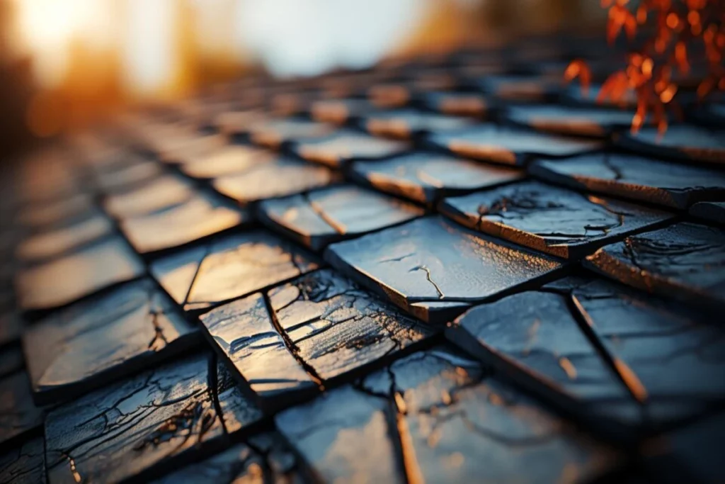 Rusty old roof tiles in autumn nature abstract design generated by artificial intelligence