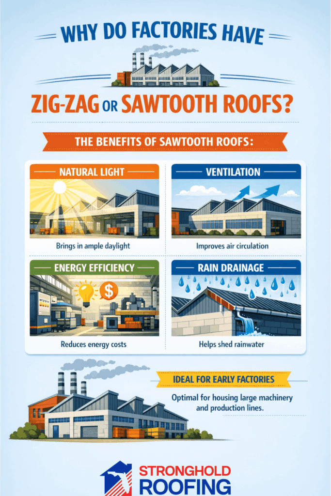 Reasons Factories Have Zig-Zag or Sawtooth Roofs